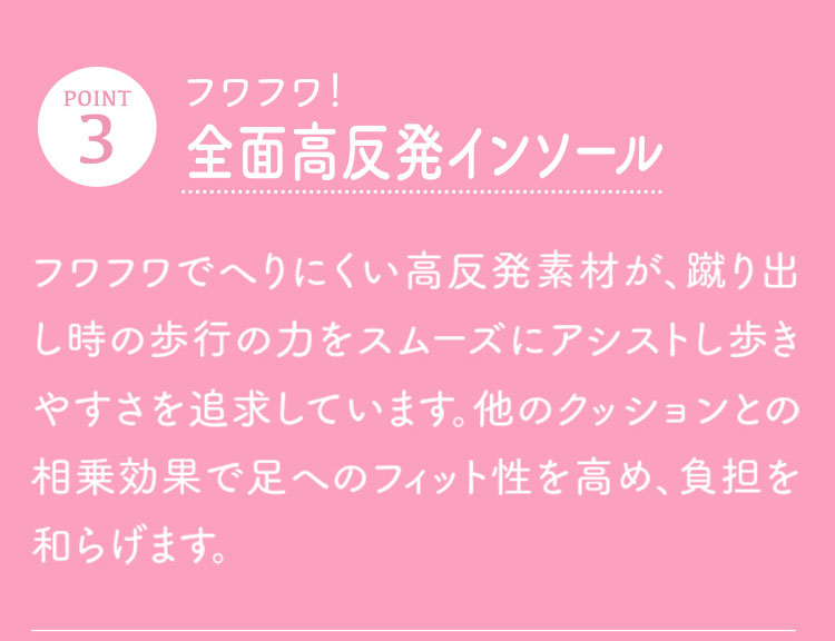 POINT3. フワフワ！全面高反発インソール